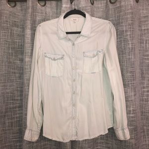 ProSe Acid Wash Denim Button Down Top Lg